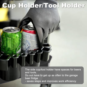 FreekyFit 4-inch caster closeup demonstrating smooth mobility over workshop floors