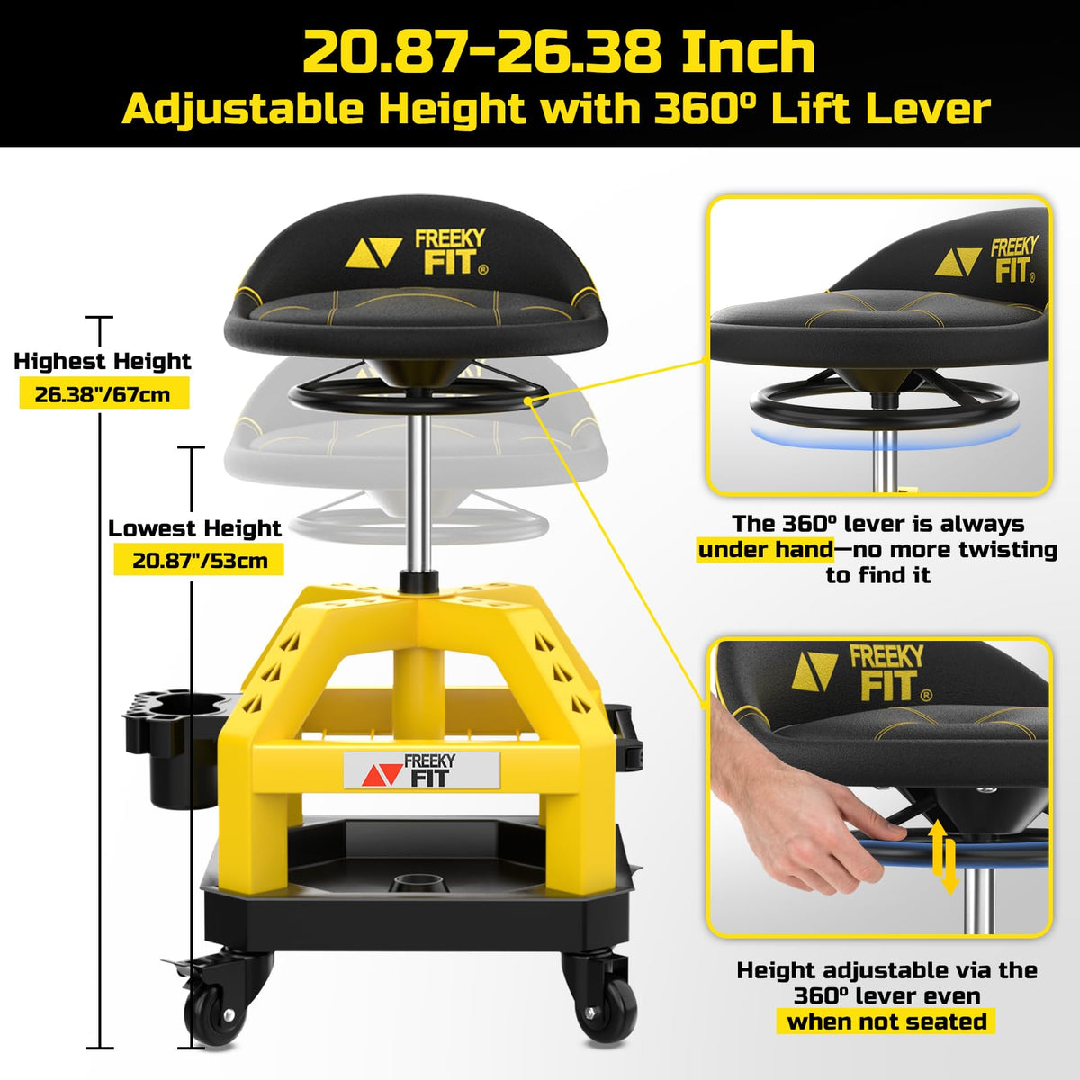 FreekyFit casters and steel frame for smooth mobility and durability