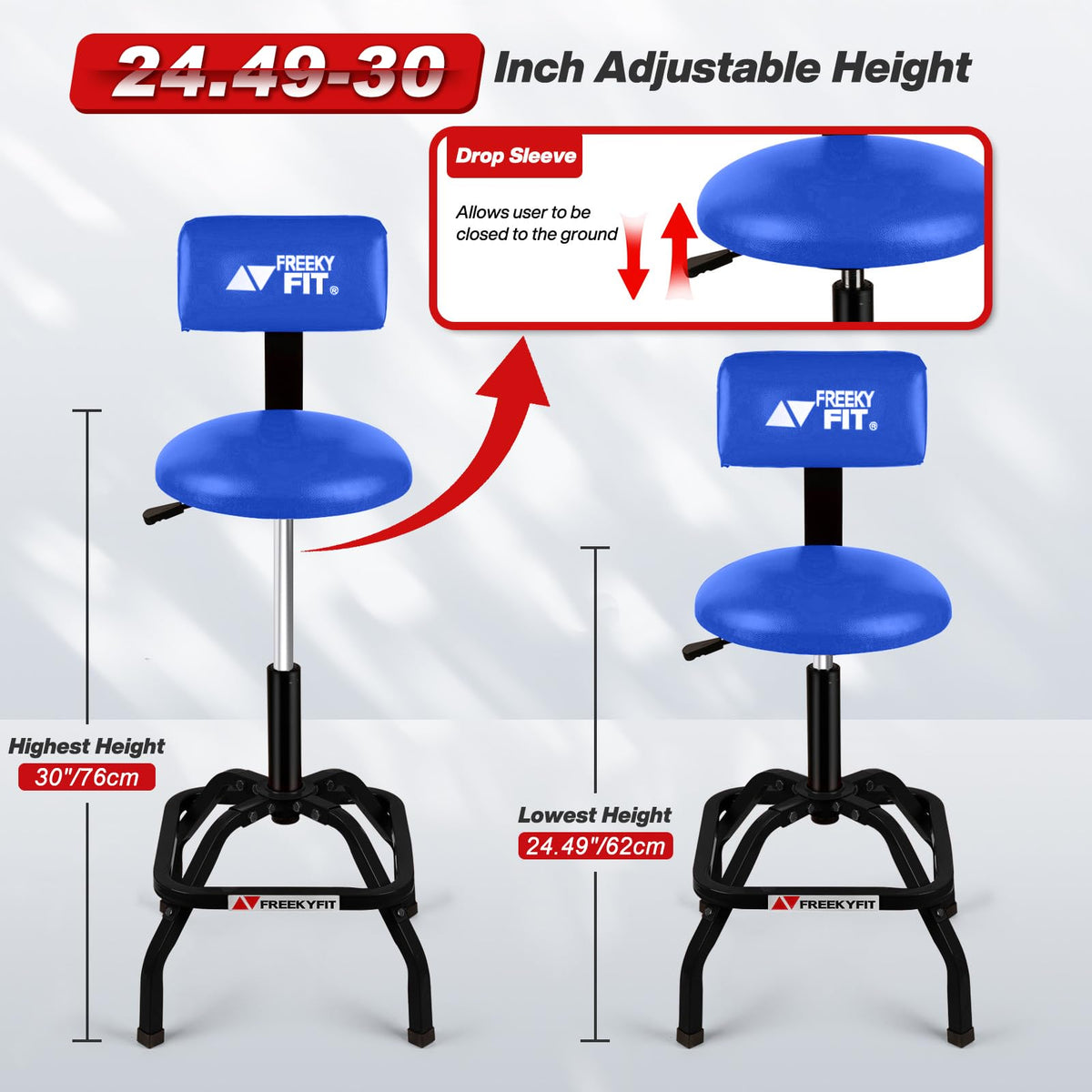 FreekyFit PVC seat texture close-up highlighting waterproof wipe-clean surface