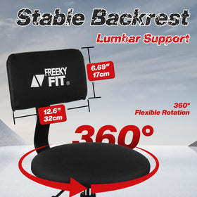 FreekyFit footrest and heavy-duty base showing stability benefit under load
