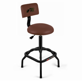 FreekyFit front view brown stool showing sturdy base and padded seat for reliable support