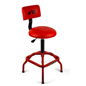 FreekyFit front view red stool showing sturdy frame and ergonomic seat