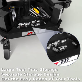 FreekyFit pneumatic height-adjustment lever showing quick seat height control benefit