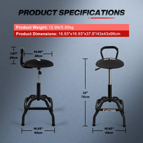 FreekyFit stool placed in a garage lifestyle scene for real-world workshop use