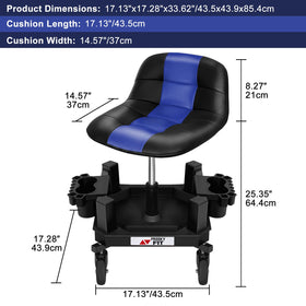 FreekyFit scale comparison with tape measure illustrating seat dimensions and size