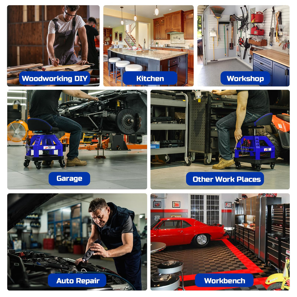 FreekyFit underview showing four 360-degree casters for smooth maneuvering across floors