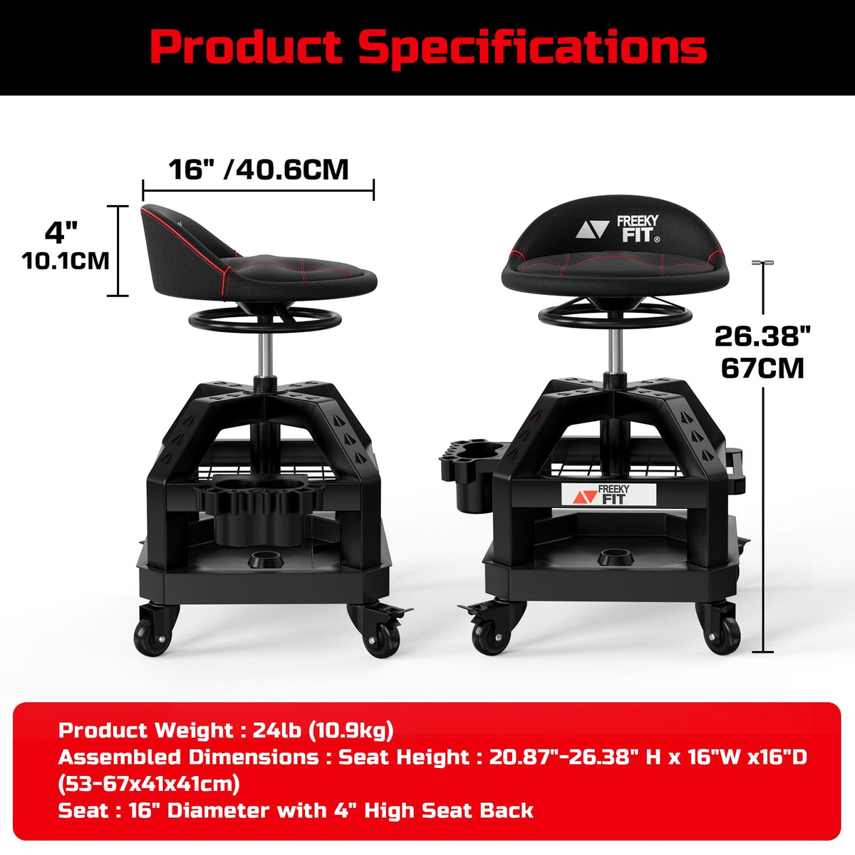 FreekyFit foot rest and steel frame demonstrating stable support under load