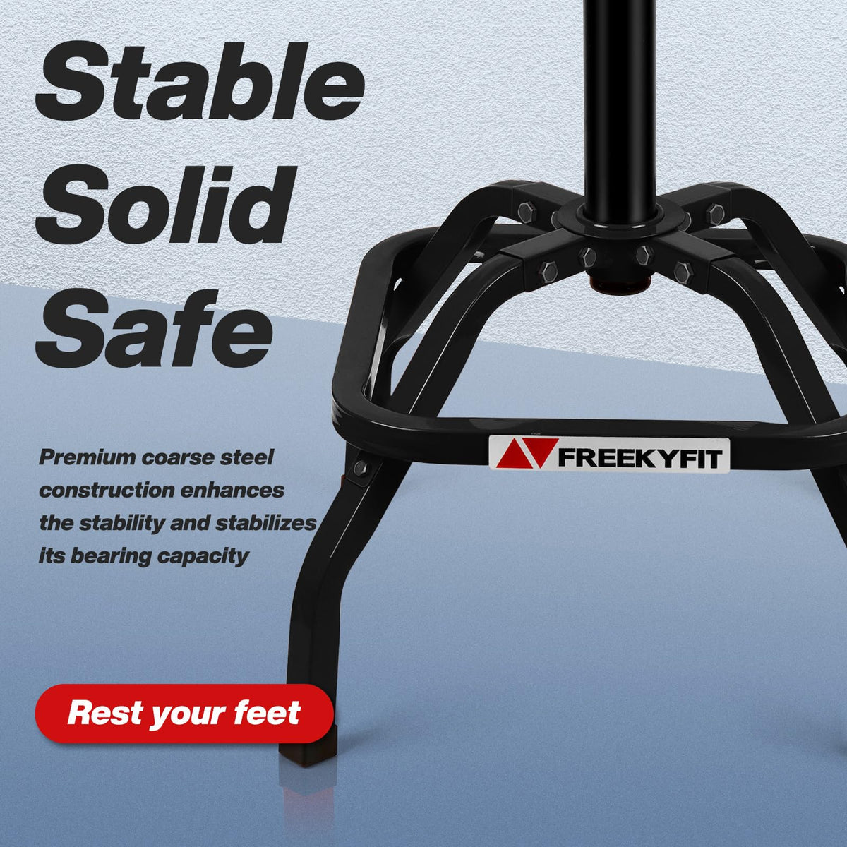 FreekyFit stool in a garage workshop lifestyle scene for hands-on practical use