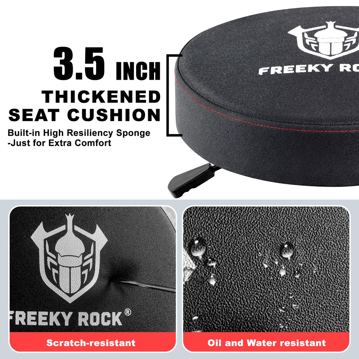 FREEKYROCK removable backrest and handle detail offering lumbar support and portability