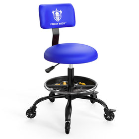 FREEKYROCK front view showing full blue stool and ergonomic design benefit