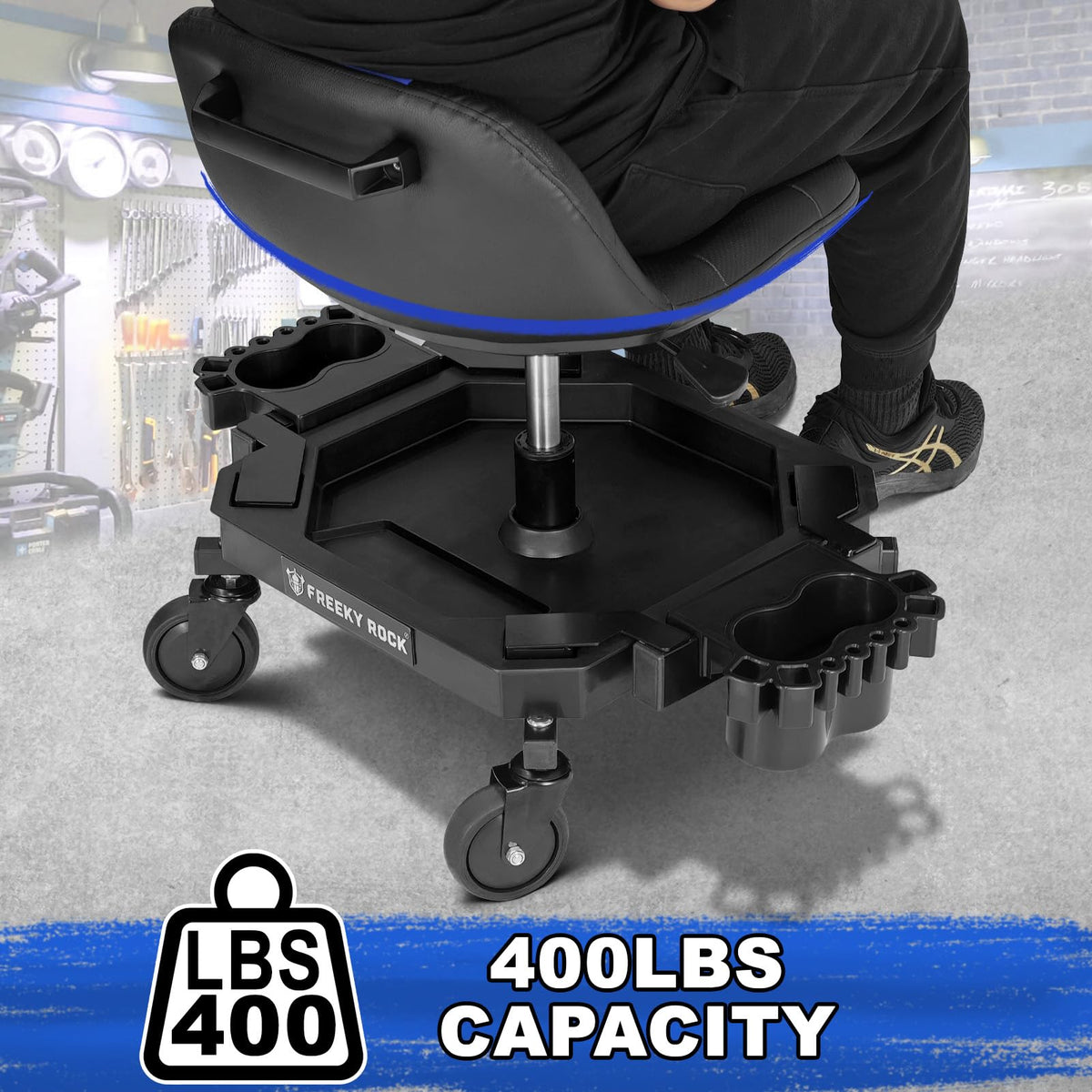 FREEKYROCK scale comparison with person showing true seat height range
