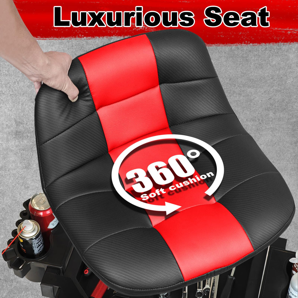 FREEKYROCK closeup of carbon fiber patterned seat offering durable wipeable texture