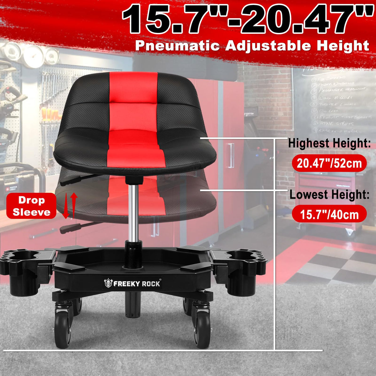 FREEKYROCK angled side profile highlighting backrest and sturdy frame support