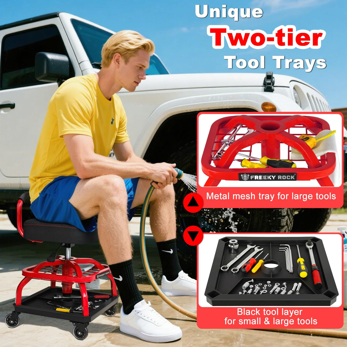 FREEKYROCK removable NBR backrest and handle for comfortable grip and transport