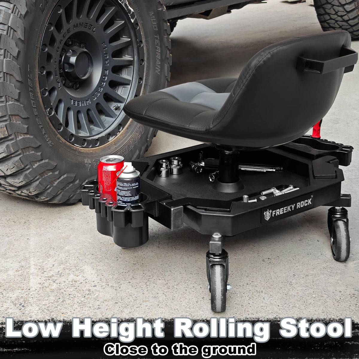 FREEKYROCK in-garage scene showing mobility and utility during repairs