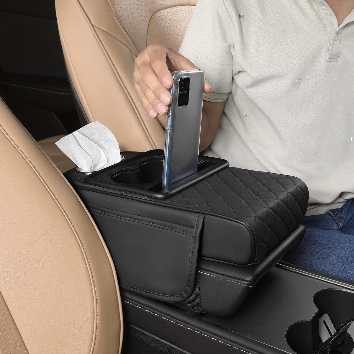FREESOO installed in car showing improved arm comfort and utility
