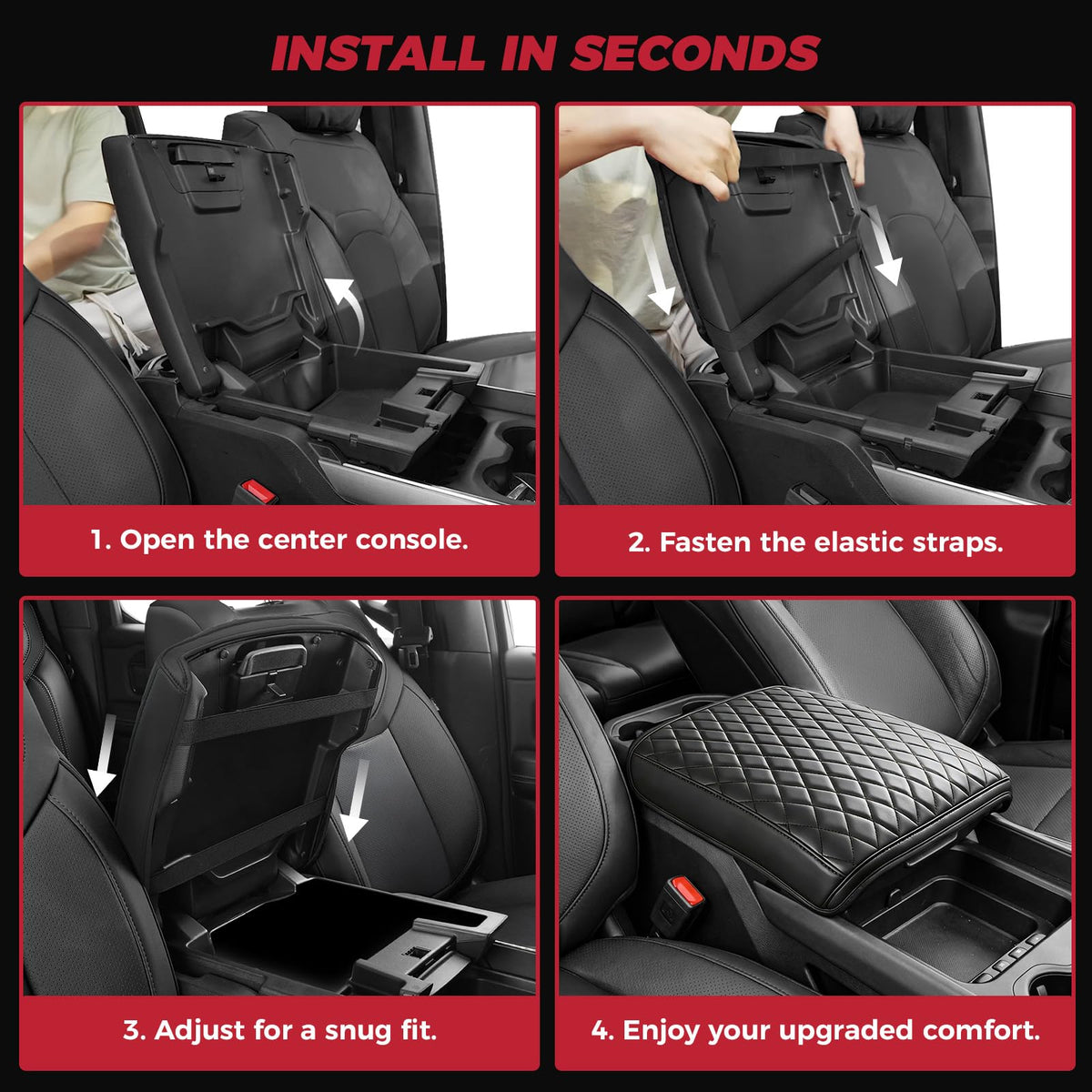 FREESOO with console lid open demonstrating unhindered access