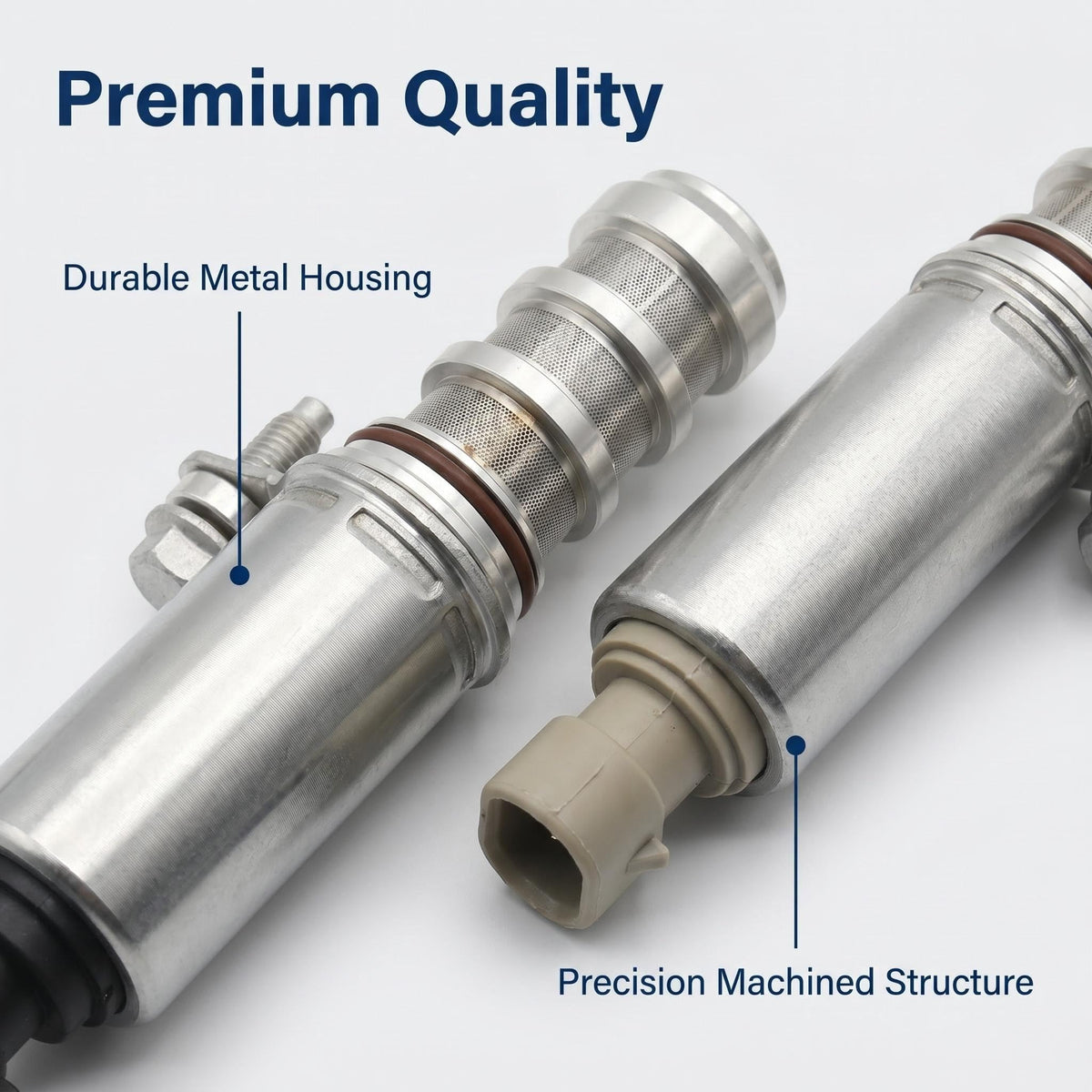 FREPURDO intake and exhaust solenoids side-by-side for size and fit comparison