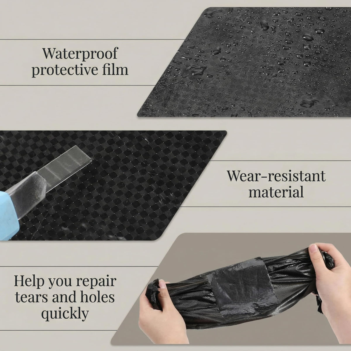 Frienda adhesive backing peeled to show tack, benefit: strong adhesion