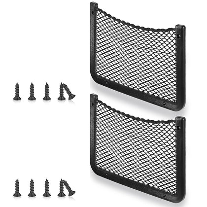 Frienda front view of two framed mesh nets showing compact pack and included screws for easy storage