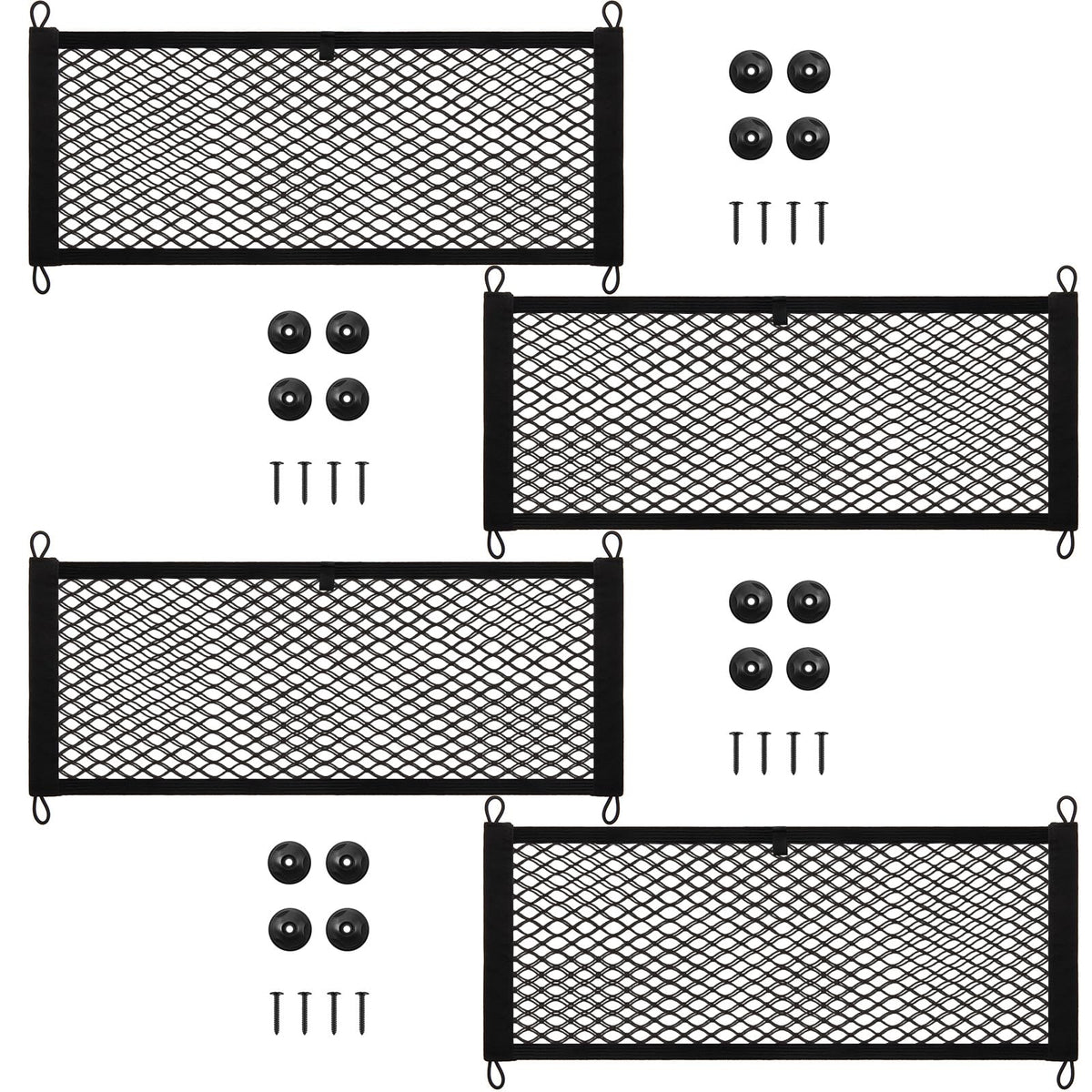 Frienda front view of 2-pack cargo nets showing compact storage benefit