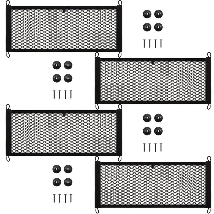 Frienda front view of 2-pack cargo nets showing compact storage benefit