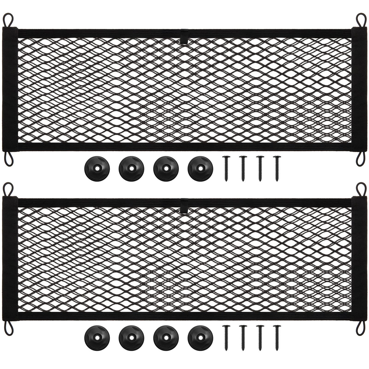 Frienda front packaging showing two 29x9.8in nets and included hardware for quick installation