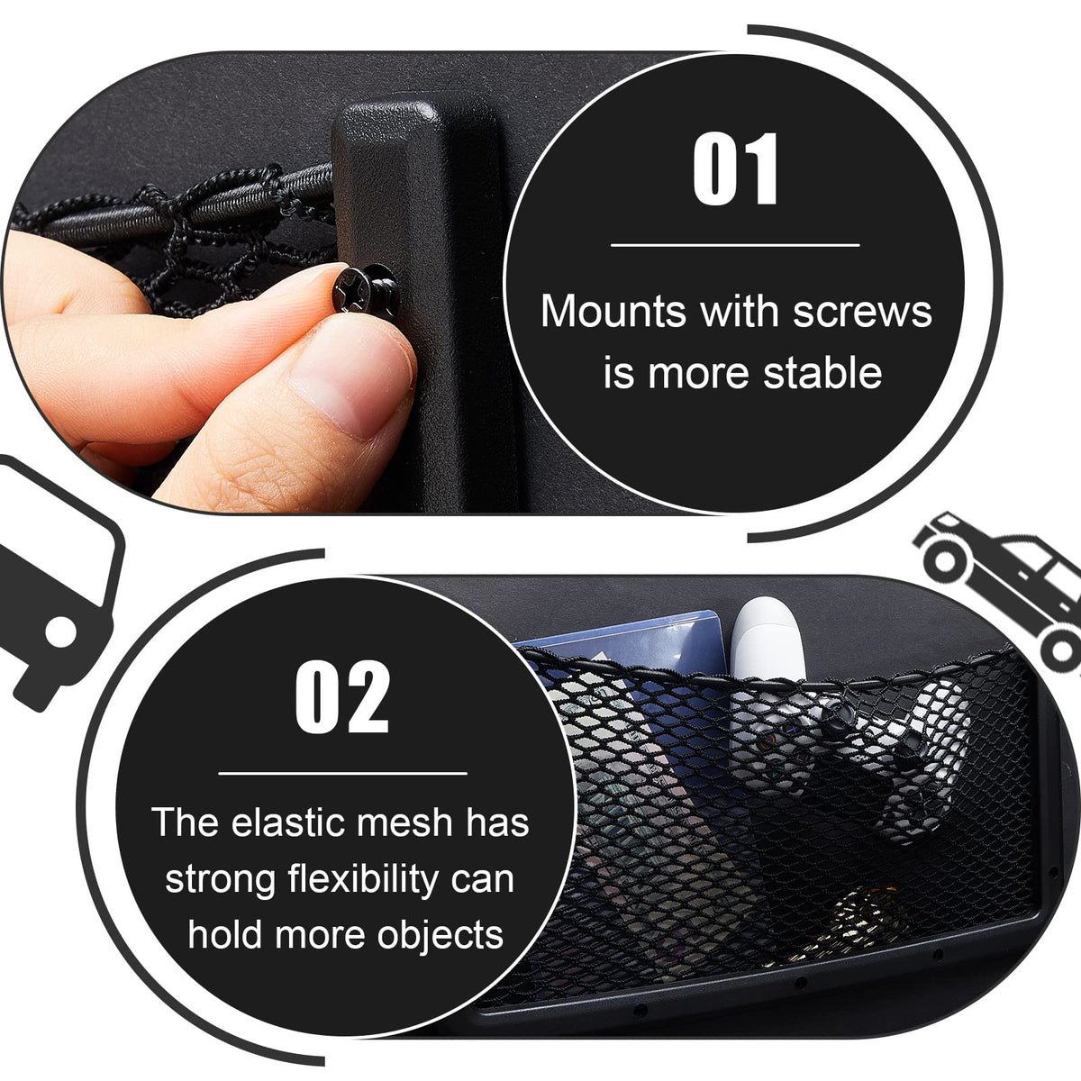Frienda installed in car dashboard demonstrating accessible storage while driving benefit