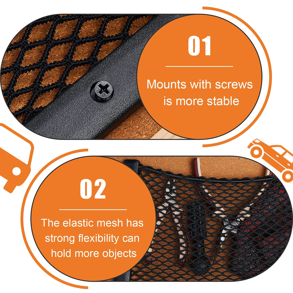 Frienda mounted in a car door pocket showing tidy organization and quick access benefit