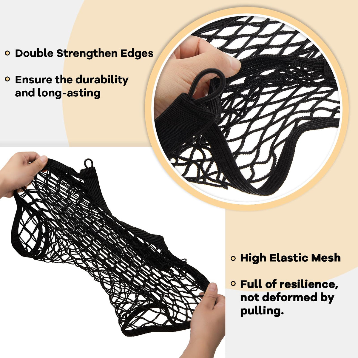 Frienda cargo net mounted in car trunk keeping items secure benefit