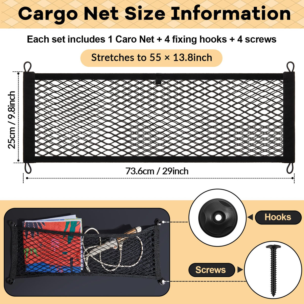 Frienda mesh close-up showing elastic weave and durable stitching for secure small-item hold