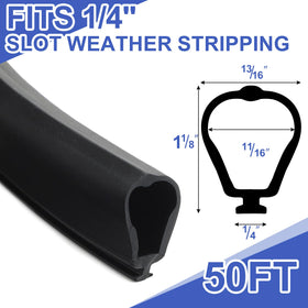 Frienda close-up of seal profile showing 1 1/8" height and 3/4" bulb for secure fit