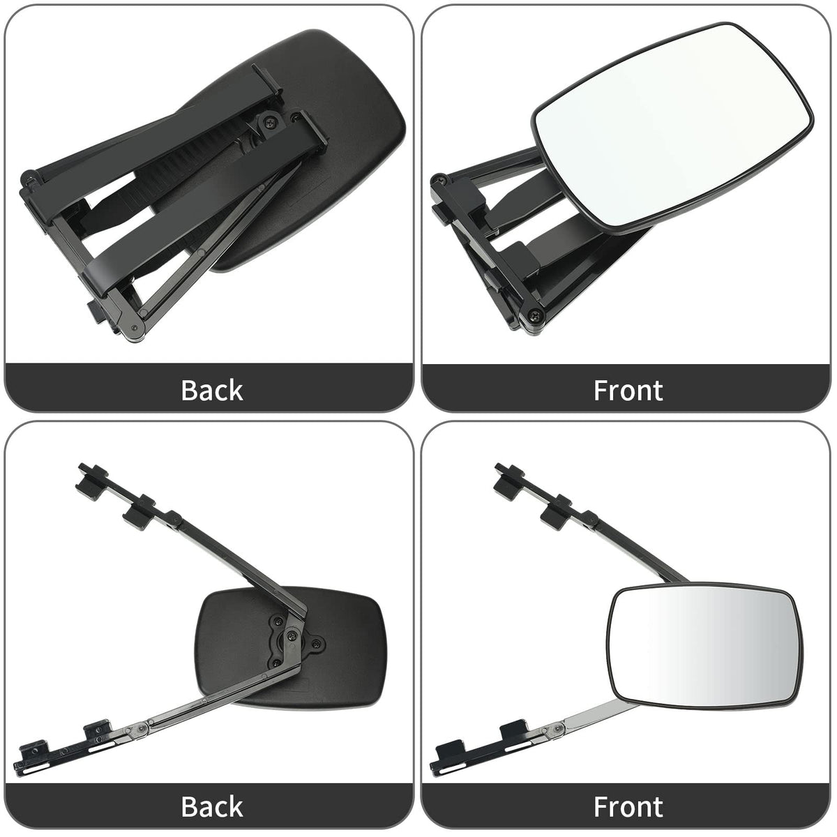 Frienda towing mirror next to ruler showing 7.48 by 4.84 inch size for fit checking