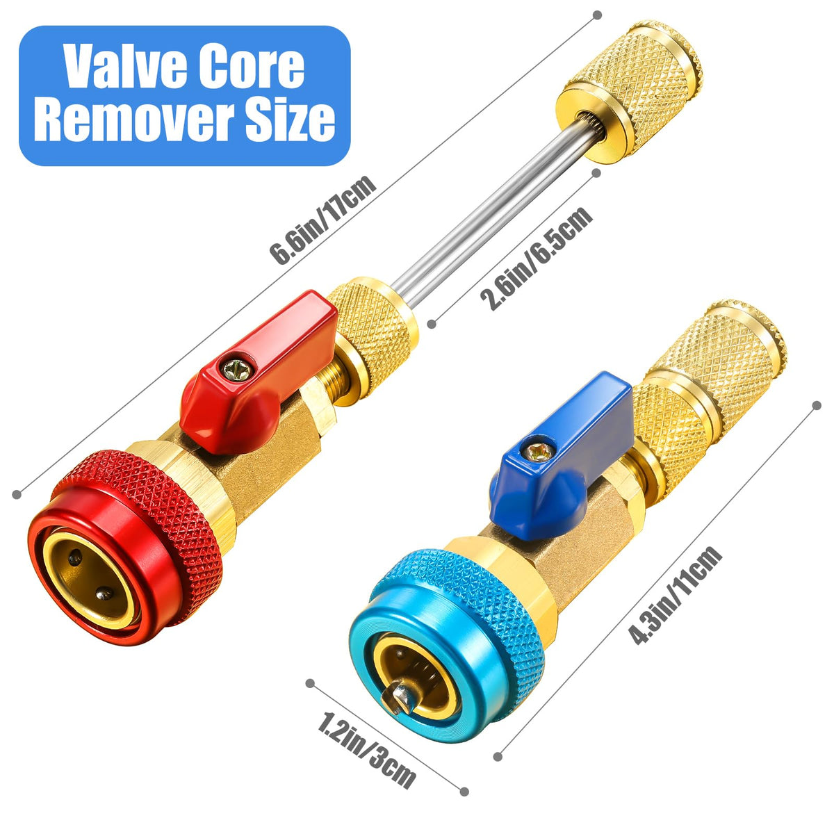 Frienda tools and valve cores spread for quick identification and convenience