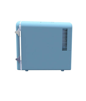 Frigidaire retro plugged into car 12V adapter illustrating mobile cooling convenience