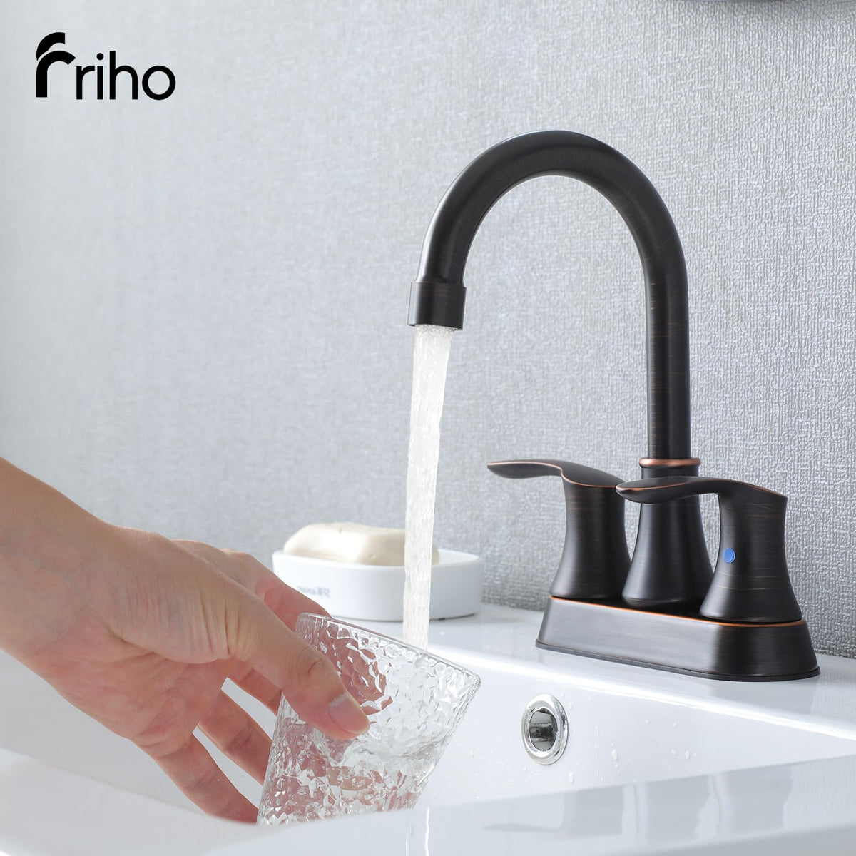 Friho side profile displaying spout reach and comfortable sink clearance for ease