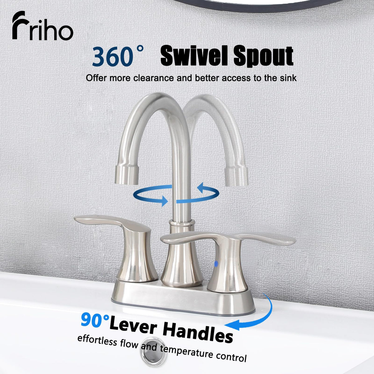 Friho side profile showing spout reach for comfortable basin clearance