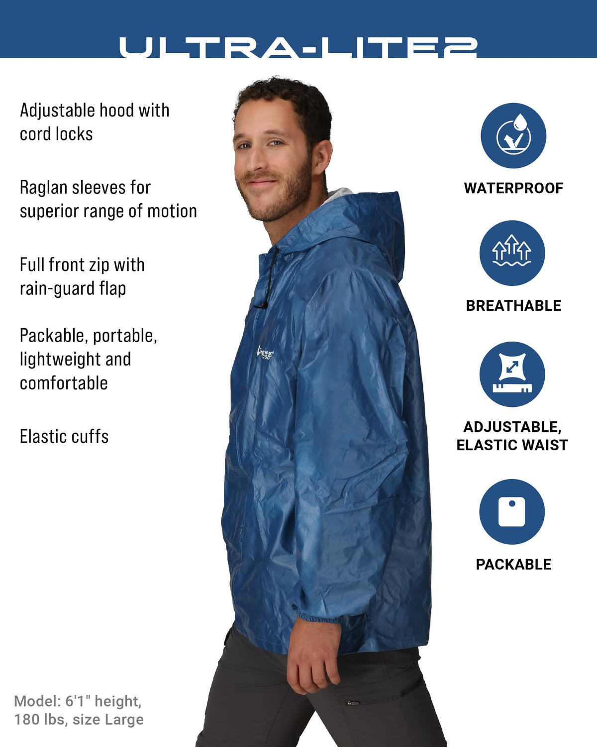 FROGG TOGGS hood detail with cord locks for adjustable coverage