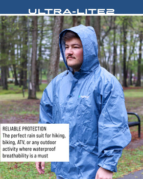 FROGG TOGGS jacket worn outdoors illustrating packable protection