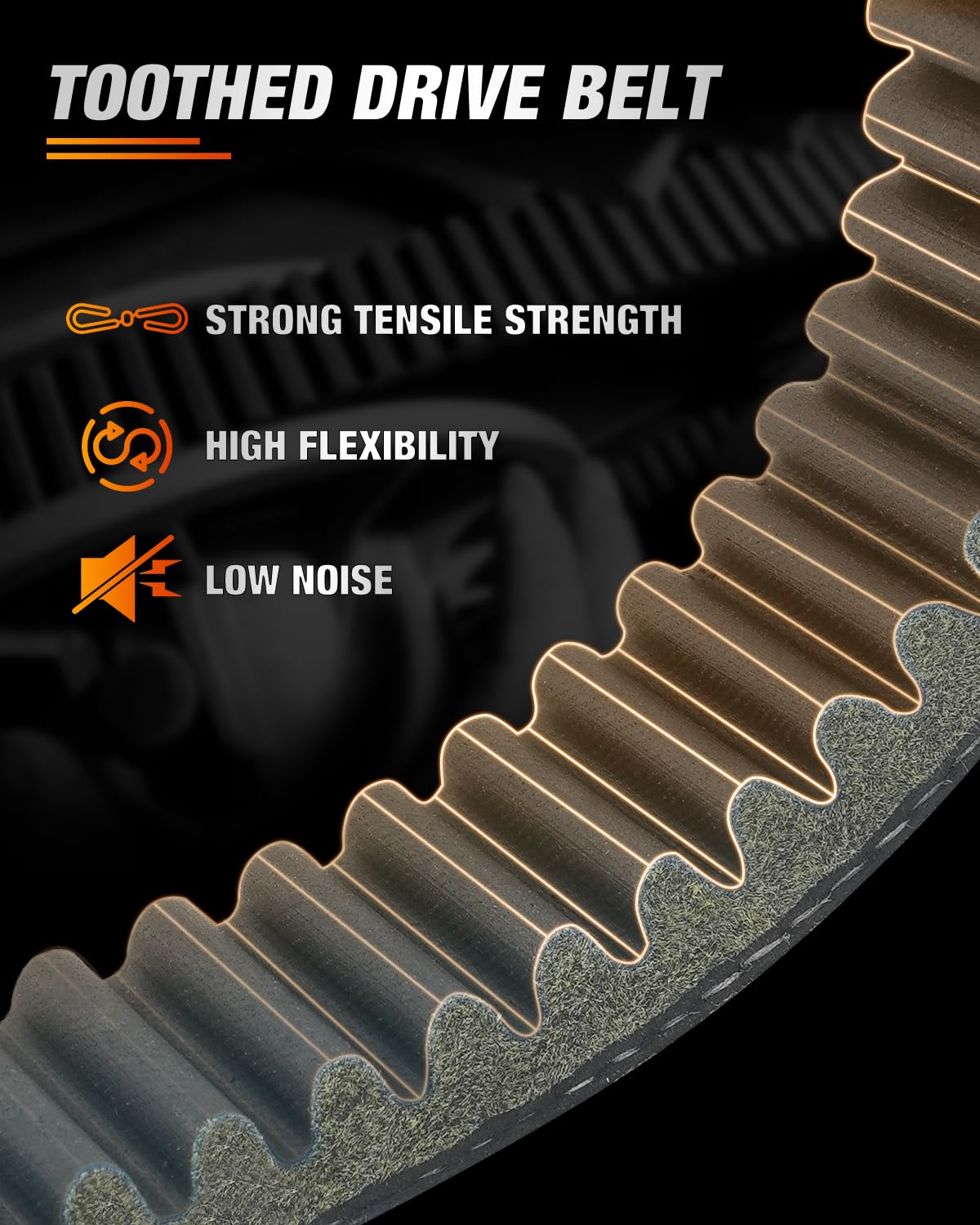 Frokom belt side profile highlighting ground edges to reduce slippage and noise
