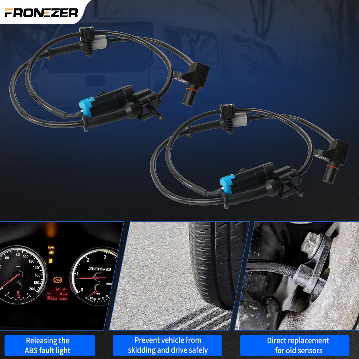 FRONEZER sensor mounted on wheel hub demonstrating proper fit and restored ABS function