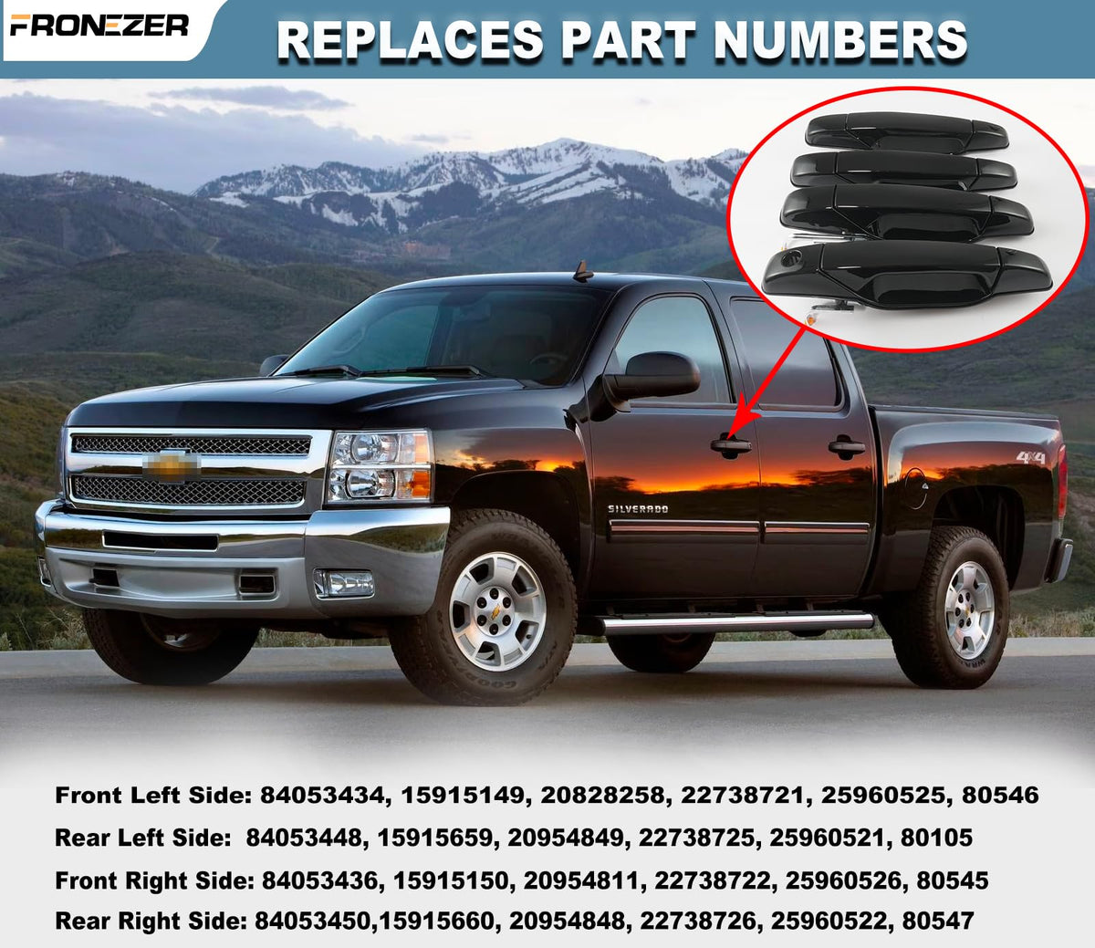 FRONEZER handle mounted on truck door showing flush fit and restored appearance benefit