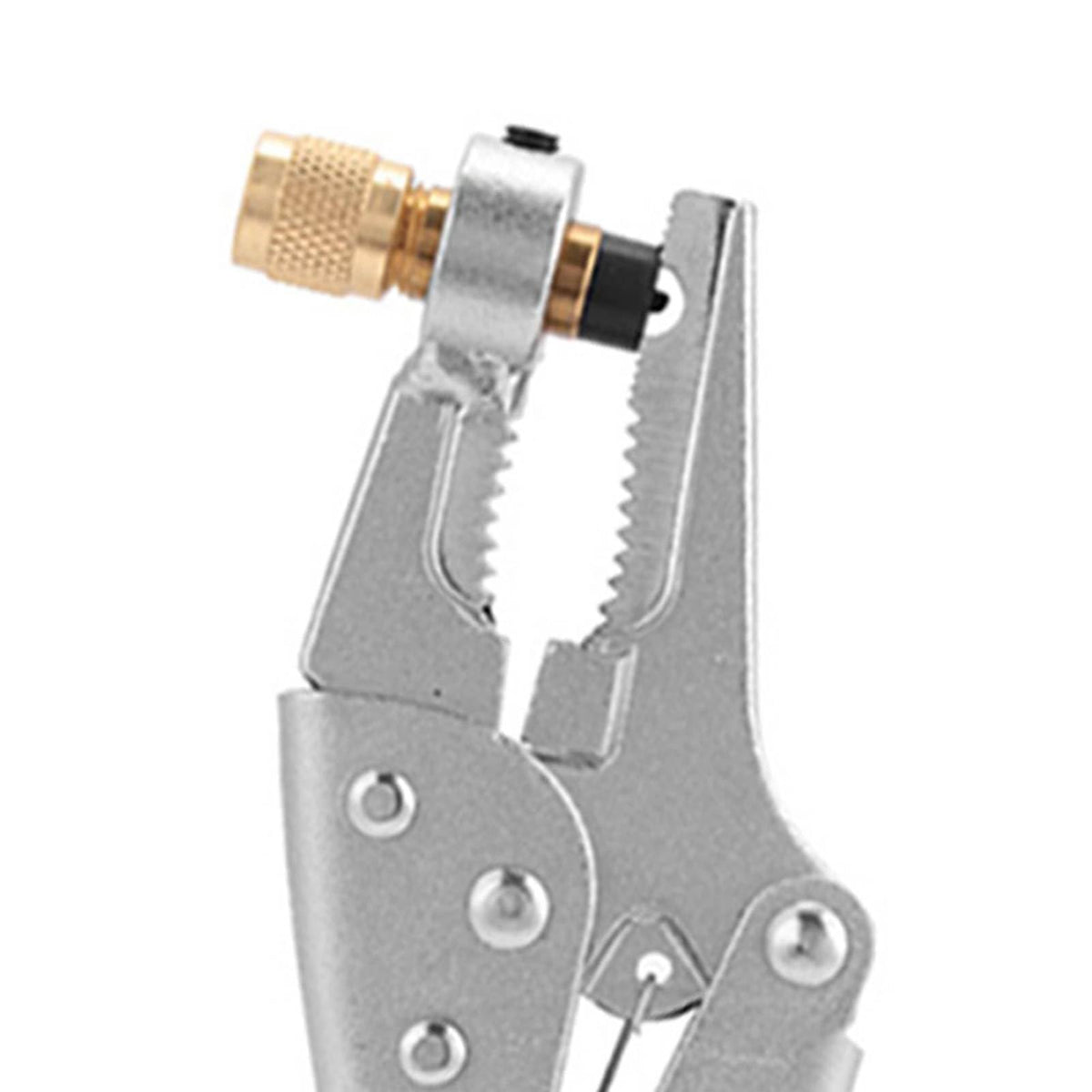 frymmx plier in use on a vehicle AC line demonstrating quick hookup and safe recovery