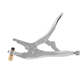 frymmx plier next to a hand for scale showing compact design for tight engine-bay access
