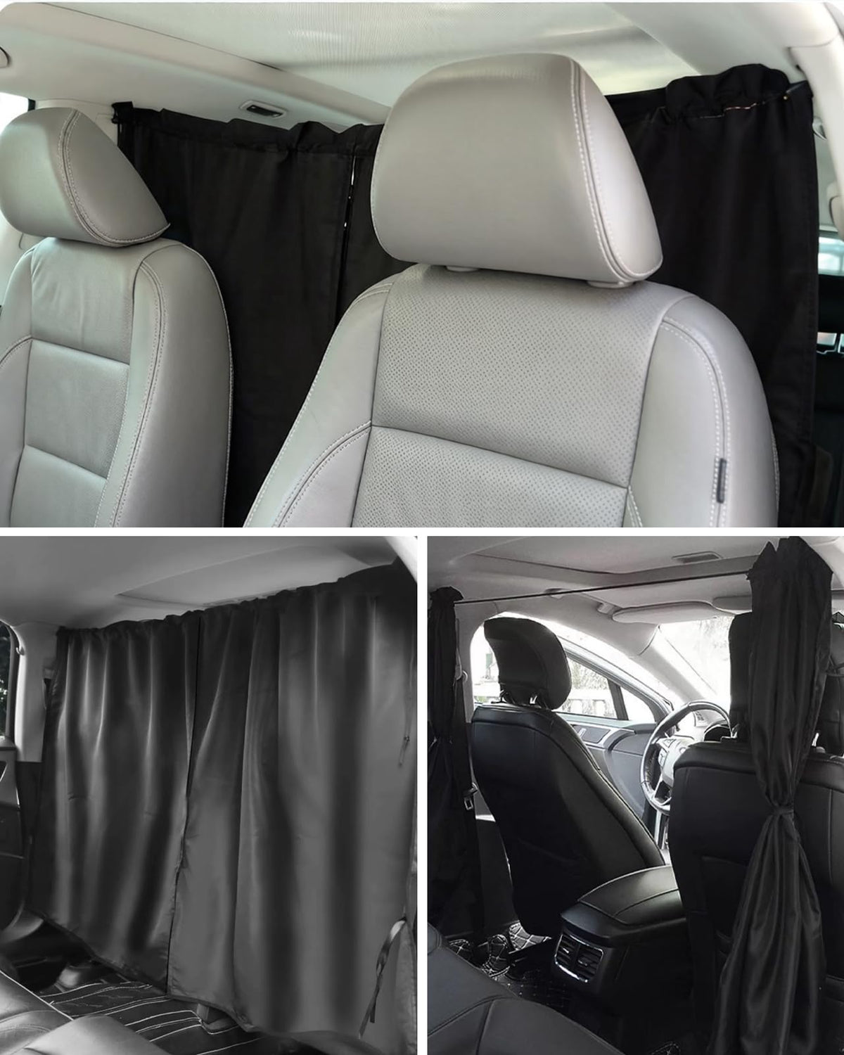 FRYQ curtains fitted inside car to illustrate large size and coverage
