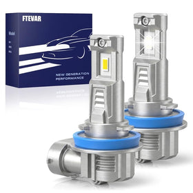 FTEVAR front view of H11 H8 H9 bulbs showing compact plug-and-play design and bright finish