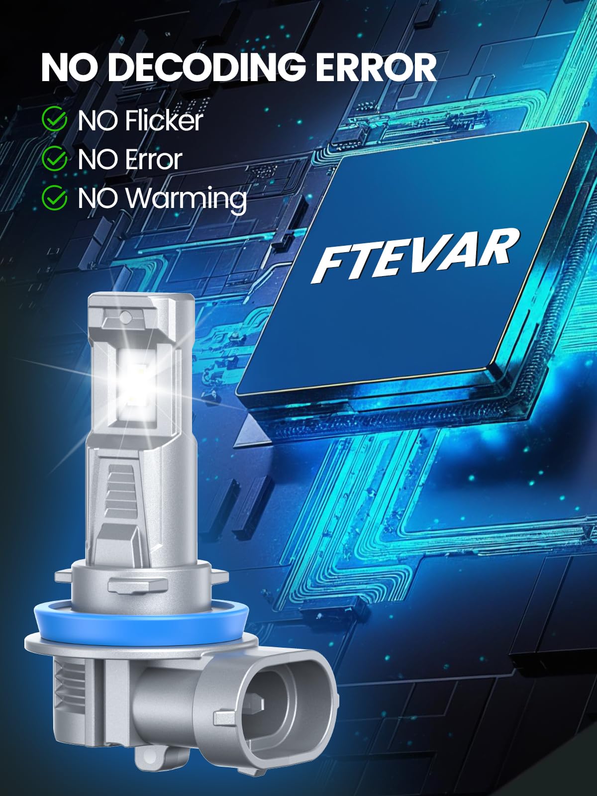 FTEVAR bulb next to hand for scale showing compact size and easy installation benefit