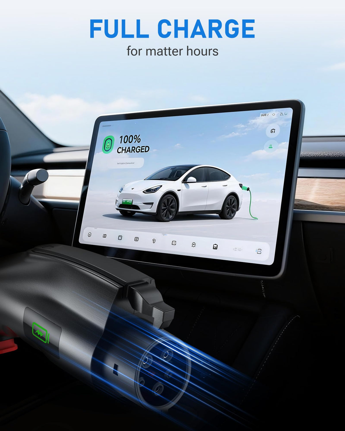 FTSLVHI adapter in driveway with car illustrating everyday charging access