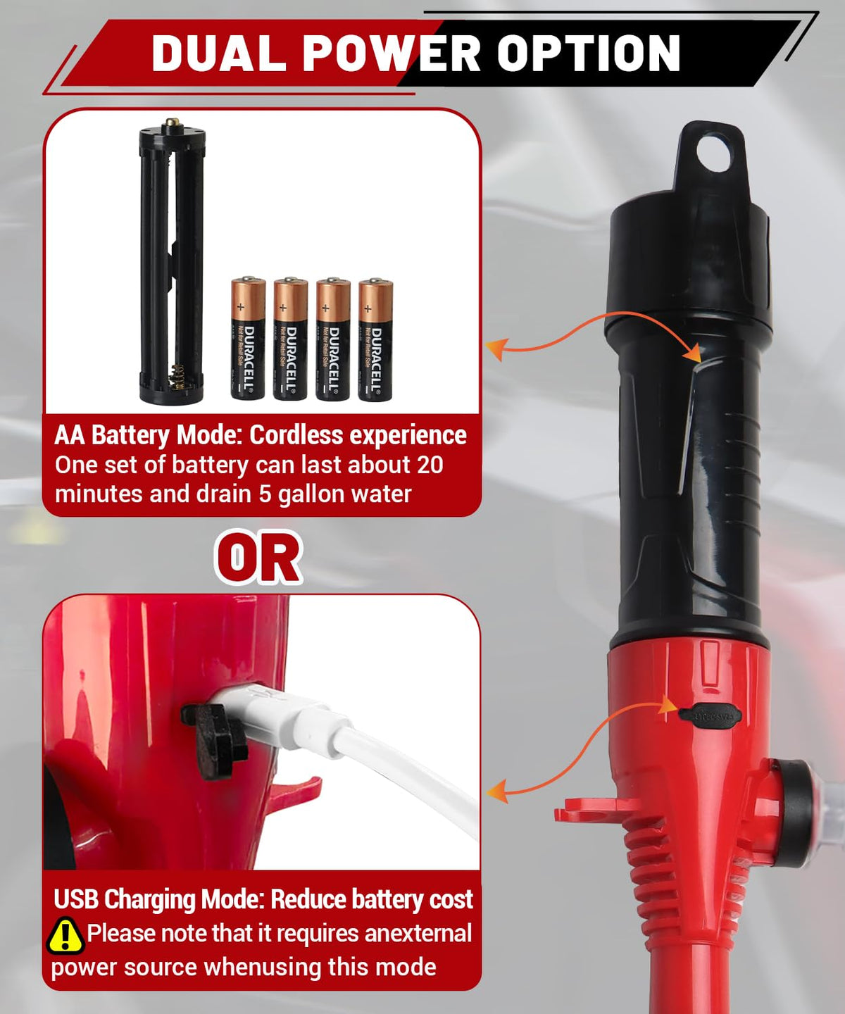 fuelio 36‑inch discharge hose full length illustrating reach and convenience