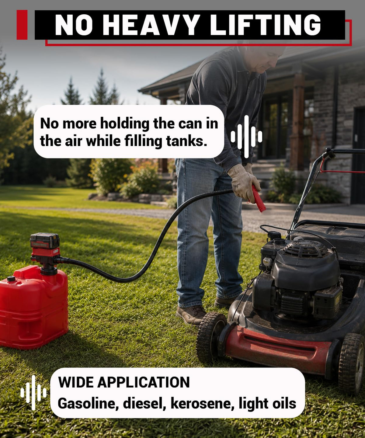 fuelio in a garage fueling a generator showing convenience and time-saving benefit